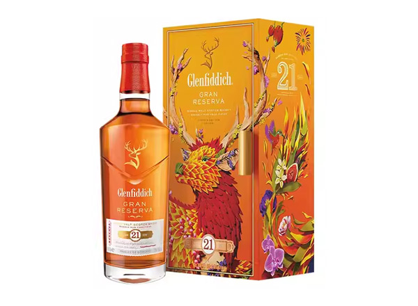 天津回收格兰菲迪21年700ml福鹿生花新年装福鹿呈祥新春礼盒装Glenfiddich苏格兰威士忌