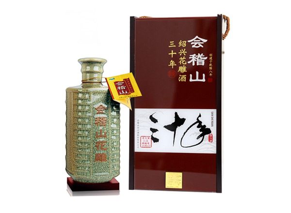 天津会稽山黄酒回收会稽山三十年绍兴花雕酒30年木盒装2.5L黄酒